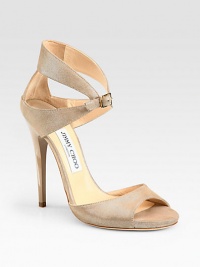 Supported by a lacquered heel, shimmering suede straps wrap around the ankle, concluding with an adjustable ankle strap at the center. Lacquered heel, 5 (125mm)Metallic suede upperLeather lining and solePadded insoleMade in ItalyOUR FIT MODEL RECOMMENDS ordering true size. Supported by a lacquered heel, shimmering suede straps wrap around the ankle, concluding with an adjustable ankle strap at the center. Lacquered heel, 5 (125mm)Metallic suede upperLeather lining and solePadded insoleMade in ItalyOUR FIT MODEL RECOMMENDS ordering true size.