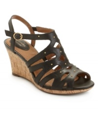 An orchestra of style and design that will make your heart sing. The Artisan Fiddle String wedge sandals by Clarks flaunt rich leather with cut-out detail and golden studs, creating a harmonious ensemble. An orchestra of style and design that will make your heart sing. The Artisan Fiddle String wedge sandals by Clarks flaunt rich leather with cut-out detail and golden studs, creating a harmonious ensemble.