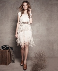 Kensie revists fabulous flapper-era style with a totally modern twist: the fringe is made of fabric for a fresh look! Kensie revists fabulous flapper-era style with a totally modern twist: the fringe is made of fabric for a fresh look!