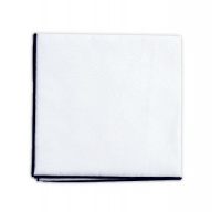White Cotton Pocket Square (Navy Border) White Cotton Pocket Square (Navy Border)