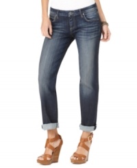 Take a break from a skinny silhouette in these straight leg jeans from Kut from the Kloth. The weathered wash makes them look like vintage classics! Take a break from a skinny silhouette in these straight leg jeans from Kut from the Kloth. The weathered wash makes them look like vintage classics!