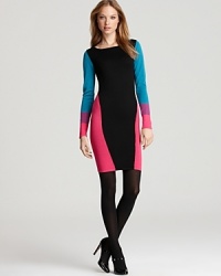 Get cozy in color blocking with this BCBGMAXAZRIA sweater dress. You'll warm right up to the trend-right bold colors and comfy knit design. Get cozy in color blocking with this BCBGMAXAZRIA sweater dress. You'll warm right up to the trend-right bold colors and comfy knit design.