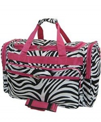 Hot Pink Trim Black White Zebra Duffle Dance Cheer Gym Bag Large 22 Hot Pink Trim Black White Zebra Duffle Dance Cheer Gym Bag Large 22