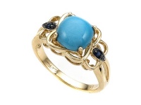 Carlo Viani® 14K Yellow Gold Blue Turquoise Ring with Blue Sapphire Size 6 Carlo Viani® 14K Yellow Gold Blue Turquoise Ring with Blue Sapphire Size 6