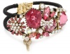 Betsey Johnson Iconic Fabulous Fuchsia Crystal Gem Hinged Bangle Bracelet