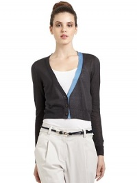 THE LOOKV-neck with colorblock detailFront button closureLong ribbed cuff sleeves Cropped, ribbed hem Silk inkblot scarf includedTHE FITCardigan: About 17 from shoulder to hemScarf: 21W x 21LTHE MATERIALSilk/linenScarf: silkCARE & ORIGINDry cleanImportedModel shown is 5'10 (177cm) wearing US size 4. Please note: Scarf included. THE LOOKV-neck with colorblock detailFront button closureLong ribbed cuff sleeves Cropped, ribbed hem Silk inkblot scarf includedTHE FITCardigan: About 17 from shoulder to hemScarf: 21W x 21LTHE MATERIALSilk/linenScarf: silkCARE & ORIGINDry cleanImportedModel shown is 5'10 (177cm) wearing US size 4. Please note: Scarf included.