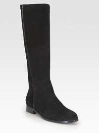 Sleek cold weather essential of paneled Italian suede with an exposed back zip. Stacked heel, 1 (25mm)Shaft, 14¾Leg circumference, 13Weatherproof suede upper with stretch suede back panelsBack zipBreathable microfiber liningSlip resistant rubber solePadded insoleMade in Italy Sleek cold weather essential of paneled Italian suede with an exposed back zip. Stacked heel, 1 (25mm)Shaft, 14¾Leg circumference, 13Weatherproof suede upper with stretch suede back panelsBack zipBreathable microfiber liningSlip resistant rubber solePadded insoleMade in Italy
