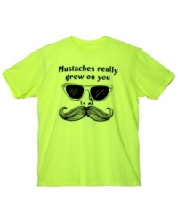 It's mustache madness on this tee by Hybrid. It's mustache madness on this tee by Hybrid.