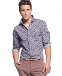 Play up pattern this summer with this print shirt from Sons Of Intrigue. Play up pattern this summer with this print shirt from Sons Of Intrigue.