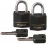 Master Lock 121T Solid Brass Keyed Alike Padlock, Black Cover, 7/16-Inch Shackle, 2-Pack