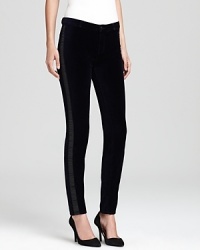 Inspired by the black-tie glamour of a classic tuxedo pant, these J Brand jeans, rendered in luxe-touch velvet with a dash of stretch for uncompromising comfort, flaunt tonal side stripes in a coveted skinny silhouette. Inspired by the black-tie glamour of a classic tuxedo pant, these J Brand jeans, rendered in luxe-touch velvet with a dash of stretch for uncompromising comfort, flaunt tonal side stripes in a coveted skinny silhouette.