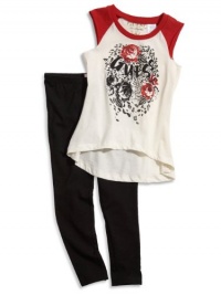 GUESS Kids Girls Little Girl Sleeveless Graphic Tee &, CREAM (6X) GUESS Kids Girls Little Girl Sleeveless Graphic Tee &, CREAM (6X)