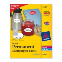 Avery White Oval Labels, White, Permanent, Pack of 270 (06583) Avery White Oval Labels, White, Permanent, Pack of 270 (06583)