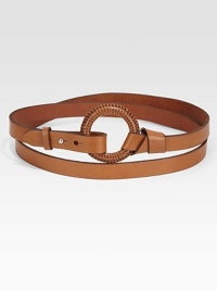 Two butter-soft leather straps complemented by a signature O-ring. This classic belt wraps around the waist twice for an undeniably chic look.About 1 wideLeatherImported Two butter-soft leather straps complemented by a signature O-ring. This classic belt wraps around the waist twice for an undeniably chic look.About 1 wideLeatherImported