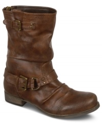 Between the ruche detailing, the wrap around buckles, and exposed back zipper, Carlos by Carlos Santana's Ashford booties are everything you need all in one cute little package. Between the ruche detailing, the wrap around buckles, and exposed back zipper, Carlos by Carlos Santana's Ashford booties are everything you need all in one cute little package.