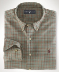 A relaxed-fitting plaid shirt in soft cotton poplin creates a polished masculine look for the gentleman. A relaxed-fitting plaid shirt in soft cotton poplin creates a polished masculine look for the gentleman.