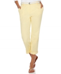 These slimming trousers from Charter Club come in statement-making colors for a cheery touch to your spring wardrobe. The cropped legs are simply flattering, too! These slimming trousers from Charter Club come in statement-making colors for a cheery touch to your spring wardrobe. The cropped legs are simply flattering, too!