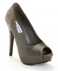 Starry nights of sexy style. The Playy-R platform pumps by Steve Madden, made in sultry satin, get even better with a dusting of rhinestones down the heel. Starry nights of sexy style. The Playy-R platform pumps by Steve Madden, made in sultry satin, get even better with a dusting of rhinestones down the heel.