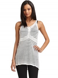 THE LOOKOpenwork sheer knitV-neckShoulder strapsEmpire waistTHE FITAbout 30 from shoulder to hemTHE MATERIALViscoseCARE & ORIGINHand washImportedModel shown is 5'10 (177cm) wearing US size Small.Please note: Bandeau sold separately. THE LOOKOpenwork sheer knitV-neckShoulder strapsEmpire waistTHE FITAbout 30 from shoulder to hemTHE MATERIALViscoseCARE & ORIGINHand washImportedModel shown is 5'10 (177cm) wearing US size Small.Please note: Bandeau sold separately.