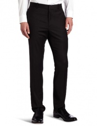 Perry Ellis Men's Portfolio Slim Fit Flat Front Solid Herringbone Pant, Black, 36x32