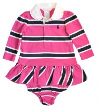 Ralph Lauren Layette Girl's Striped Twill Collar Dress (9 Month, Deep Pink) Ralph Lauren Layette Girl's Striped Twill Collar Dress (9 Month, Deep Pink)