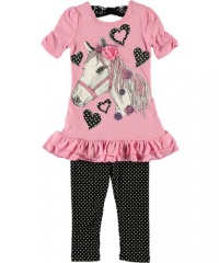 Beautees Glitter Mane 2-Piece Outfit (Sizes 4 - 6X) - pink, 6 Beautees Glitter Mane 2-Piece Outfit (Sizes 4 - 6X) - pink, 6