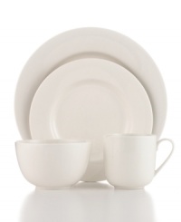 Understated styling and supreme durability make Martha Stewart Collection Whiteware ideal for everyday use. The classic design of the wide-rimmed Kensington 4-piece place settings was inspired by turn-of-the-century English styles. Understated styling and supreme durability make Martha Stewart Collection Whiteware ideal for everyday use. The classic design of the wide-rimmed Kensington 4-piece place settings was inspired by turn-of-the-century English styles.