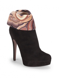 THE LOOKRich suede upperSwirl patterned velvet trim at fold-over collarAlmond toePadded insoleSelf-covered heel, 5 (125mm)Self-covered platform, 1 (25mm)Compares to a 4 heel (100mm)THE MATERIALSuede upperSignature bold patterned fabric trimLeather liningLeather soleORIGINMade in Italy THE LOOKRich suede upperSwirl patterned velvet trim at fold-over collarAlmond toePadded insoleSelf-covered heel, 5 (125mm)Self-covered platform, 1 (25mm)Compares to a 4 heel (100mm)THE MATERIALSuede upperSignature bold patterned fabric trimLeather liningLeather soleORIGINMade in Italy