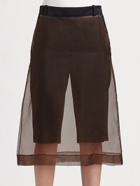 A perfect mix of roadster and romance, edgy biker shorts with a zip-on silk skirt.Waistband with belt loopsSide zip closureZip-on sheer skirt overlayShorts: rise, about 10; inseam, about 14Skirt: about 29 from natural waistViscose/silkDry cleanImportedModel shown is 5'10 (177cm) wearing US size 2. A perfect mix of roadster and romance, edgy biker shorts with a zip-on silk skirt.Waistband with belt loopsSide zip closureZip-on sheer skirt overlayShorts: rise, about 10; inseam, about 14Skirt: about 29 from natural waistViscose/silkDry cleanImportedModel shown is 5'10 (177cm) wearing US size 2.