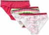 Calvin Klein Underwear Girls 7-16 Logo Waistband 3 Pack Bikini, Multi, 4/5 X-Small