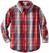 Kitestrings Boys 2-7 Toddler Plaid Button Front Shirt, Blue Plaid, 2T