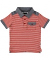 Sean John Boys 4-7 Stripe Polo (6, Red)