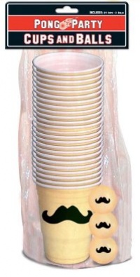 Mustache Beer Pong Pack cups and balls Mustache Beer Pong Pack cups and balls