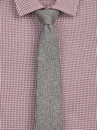A richly textured herringbone pattern lends a contemporary feel to this dress wardrobe essential.About 3 wide40% viscose/30% wool/20% polyacetate/10% silkDry cleanMade in USA A richly textured herringbone pattern lends a contemporary feel to this dress wardrobe essential.About 3 wide40% viscose/30% wool/20% polyacetate/10% silkDry cleanMade in USA