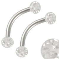 16g 16 gauge (1.2mm), 3/8 Inch (10mm) long - 316L Stainless Steel eyebrow lip bar ear tragus ring earrings curved curve straight barbell with Clear Swarovski Crystal Ferido ball AOPO- Pierced Jewelry Body Piercing Jewellery- Set of 2 16g 16 gauge (1.2mm), 3/8 Inch (10mm) long - 316L Stainless Steel eyebrow lip bar ear tragus ring earrings curved curve straight barbell with Clear Swarovski Crystal Ferido ball AOPO- Pierced Jewelry Body Piercing Jewellery- Set of 2