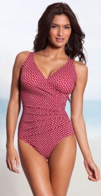 Miraclesuit Coffee Bean Wrap Swimsuit Red