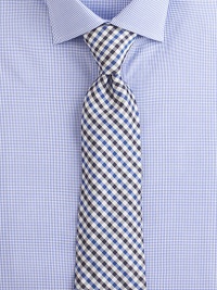 Expertly crafted in Italy from luxe silk twill and finished in a bold gingham pattern for a sophisticated look.SilkDry cleanMade in Italy Expertly crafted in Italy from luxe silk twill and finished in a bold gingham pattern for a sophisticated look.SilkDry cleanMade in Italy