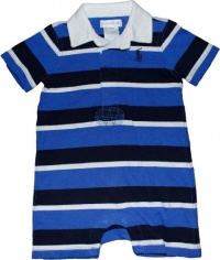 Ralph Lauren Layette Boy's Striped Rugby Shortall (9 Month, Royal Blue) Ralph Lauren Layette Boy's Striped Rugby Shortall (9 Month, Royal Blue)