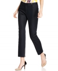 Calvin Klein elevates these sleek cropped skinny pants with goldtone zippers at the cuffs for a polished petite look! Calvin Klein elevates these sleek cropped skinny pants with goldtone zippers at the cuffs for a polished petite look!