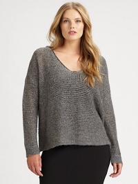 A shimmering display of sophistication, a pullover design made from Italian fabrication. It will look phenomenal with straight-leg pants or skinnies.ScoopneckDolman sleevesRibbed-knit cuffsPull-on styleAbout 23 from shoulder to hemViscose/nylon/alpaca/metallic thread/woolDry cleanImported of Italian fabric