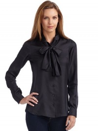 THE LOOKStand collar with loop-around tieLong sleeves with button cuffsButton frontShirttail hemTHE FITAbout 27 from shoulder to hemTHE MATERIALSilkCARE & ORIGINDry cleanMade in Italy THE LOOKStand collar with loop-around tieLong sleeves with button cuffsButton frontShirttail hemTHE FITAbout 27 from shoulder to hemTHE MATERIALSilkCARE & ORIGINDry cleanMade in Italy