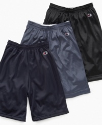 Playing or lounging, he'll be comfortable in these mesh shorts from Champion. Playing or lounging, he'll be comfortable in these mesh shorts from Champion.