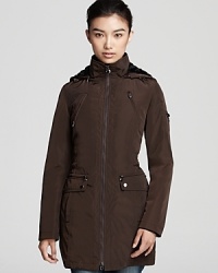 Rain or chill, Laundry by Shelli Segal's mid-weight anorak with detachable faux fur lining is a versatile wardrobe essential. Rain or chill, Laundry by Shelli Segal's mid-weight anorak with detachable faux fur lining is a versatile wardrobe essential.