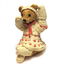 Clarissa Centimental Teddy Bear Figurine By Peter Fagan - Girl Bear with White Pink Coat #117374 Clarissa Centimental Teddy Bear Figurine By Peter Fagan - Girl Bear with White Pink Coat #117374
