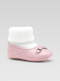Horsebit hardware adorns the top of these leather ballet flats with attached cotton sock.Slip-onLeather and cotton upperCotton liningLeather soleMade in Italy Horsebit hardware adorns the top of these leather ballet flats with attached cotton sock.Slip-onLeather and cotton upperCotton liningLeather soleMade in Italy