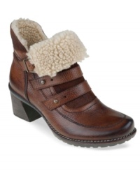 Walk along in the comfortable style of the Mistral faux-fur booties by Earth. They feature buckle and post closures on the vamp and a stacked and asymmetrical heel. Walk along in the comfortable style of the Mistral faux-fur booties by Earth. They feature buckle and post closures on the vamp and a stacked and asymmetrical heel.