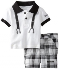 Calvin Klein Baby-Boys Newborn Polo With Plaided Short, White, 3-6 Months Calvin Klein Baby-Boys Newborn Polo With Plaided Short, White, 3-6 Months