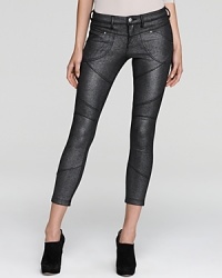 Metallic shine and a skinny silhouette offer you the best of both worlds, and two of fall's most popular trends, with these rock-chic Free People jeans. Metallic shine and a skinny silhouette offer you the best of both worlds, and two of fall's most popular trends, with these rock-chic Free People jeans.