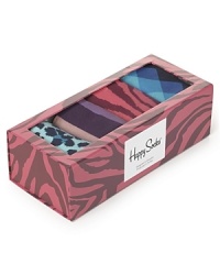 Step and smile with this festive four-pack of unisex socks from Happy Socks, featuring leopard, stripes, zebra and a diamond pattern. Step and smile with this festive four-pack of unisex socks from Happy Socks, featuring leopard, stripes, zebra and a diamond pattern.