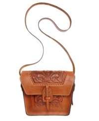 Freshen up your accessory wardrobe with some Florentine charm, starting with this exquisite crossbody design from Patricia Nash. Gorgeous Italian leather is accented with floral-embossed detailing, antiqued brass hardware and handcrafted stitching. Wear it wherever you go for an authentic artisanal look. Freshen up your accessory wardrobe with some Florentine charm, starting with this exquisite crossbody design from Patricia Nash. Gorgeous Italian leather is accented with floral-embossed detailing, antiqued brass hardware and handcrafted stitching. Wear it wherever you go for an authentic artisanal look.